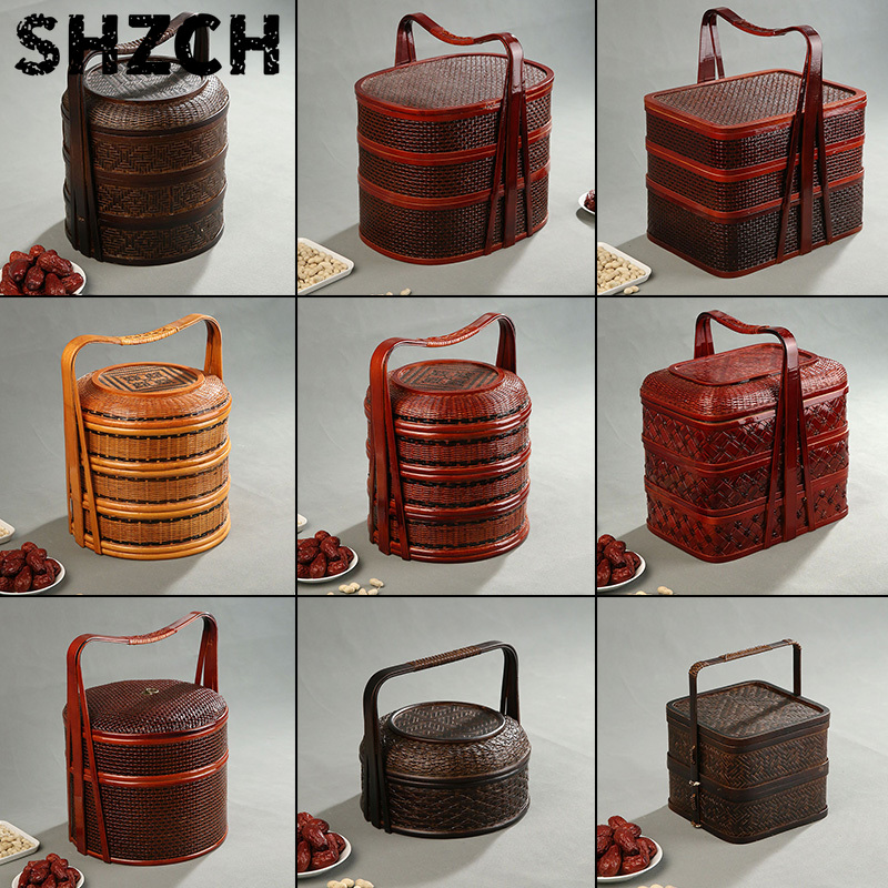 Bamboo Picnic Basket with Lid  - đánh giá và giá Food Snacks Hamper